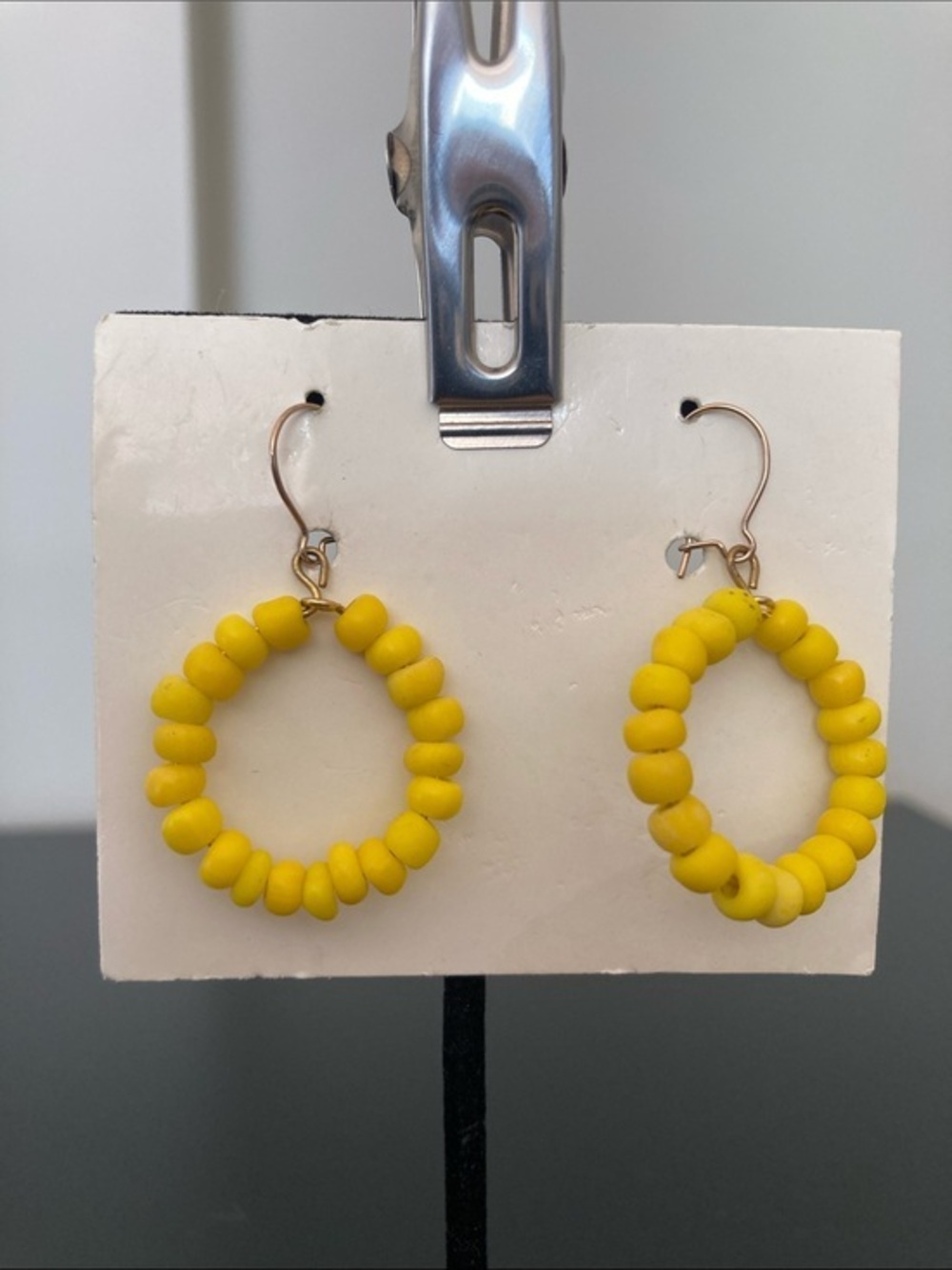 Yellow Beaded Hoop Earrings - Unbranded Women's Jewelry